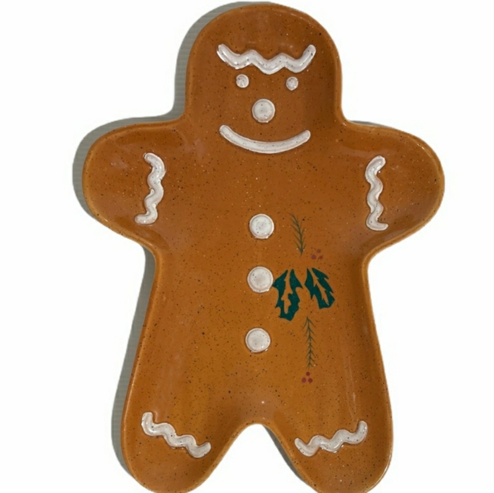 Gingerbread Man Platter Decorative Plate Holiday Ornaments Decorations